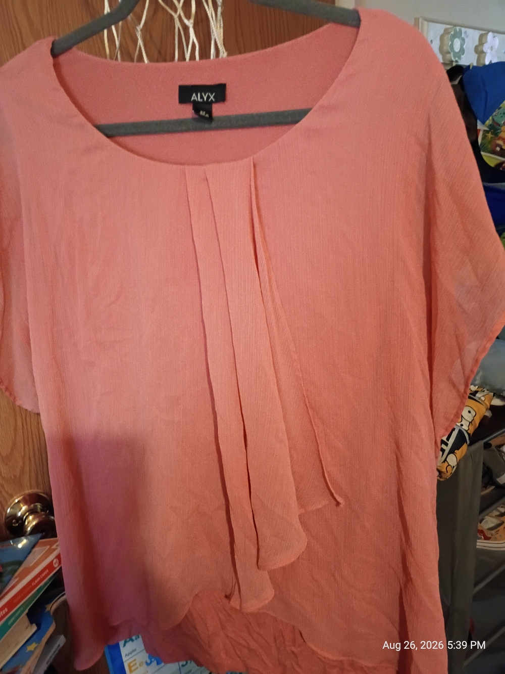 ALYX Coral Pink Pleated Front Women's Blouse